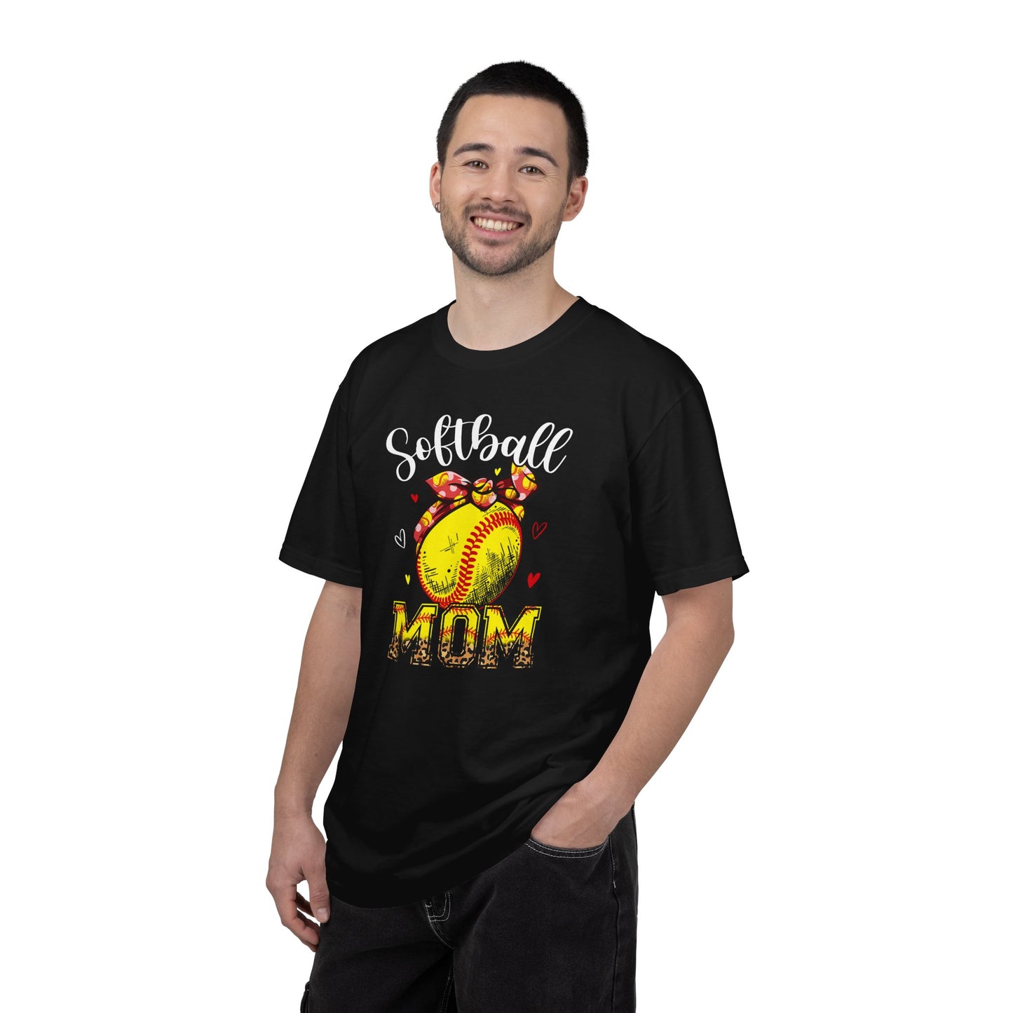 Softball Mom T‑Shirt — 'MOM' with Softball Bandana Graphic