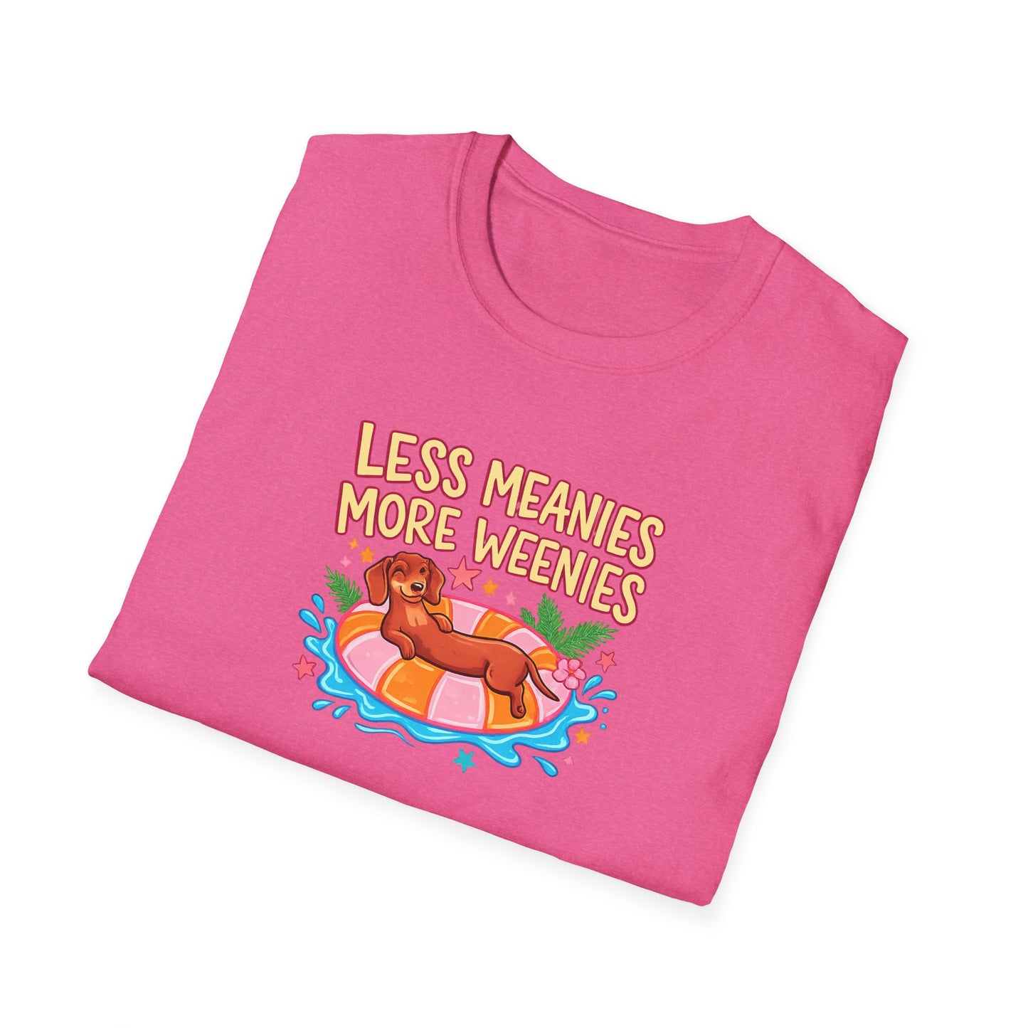 Less Meanies More Weenies T‑Shirt — Funny Hot Dog Pool Graphic Tee