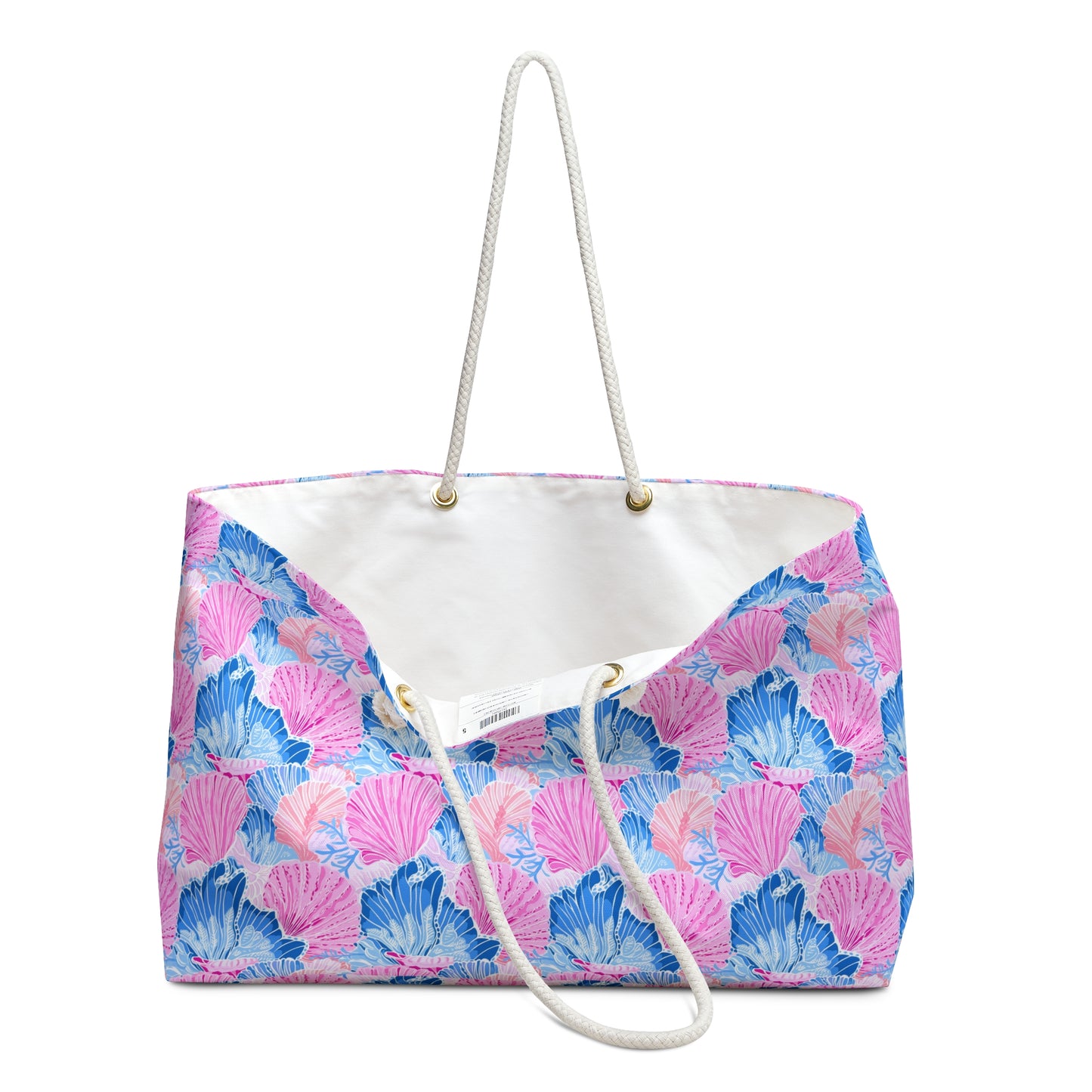 Seashell Pattern Weekender Bag — Pink & Blue Beach Tote