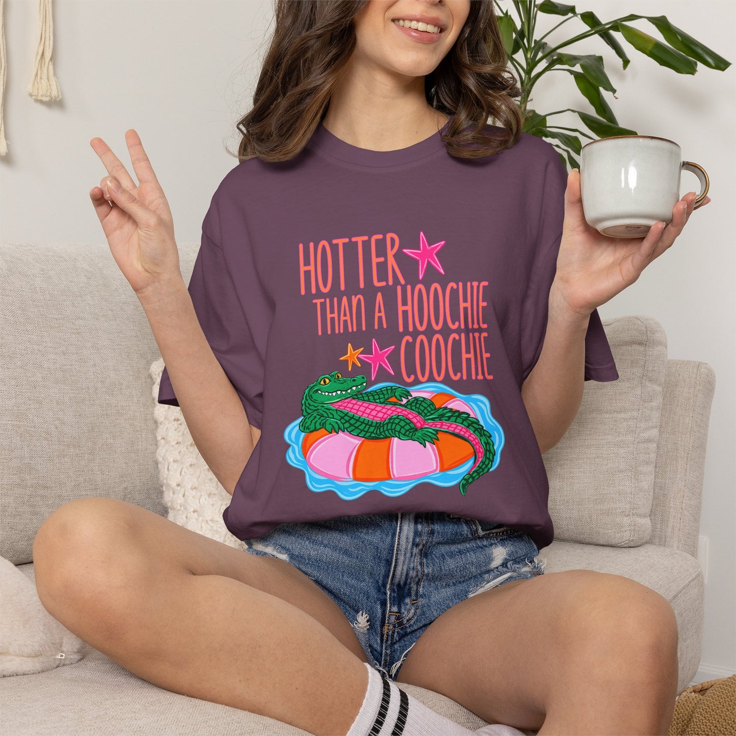 T-Shirt — "Hotter Than a Hoochie Coochie" Gator Pool Graphic Tee