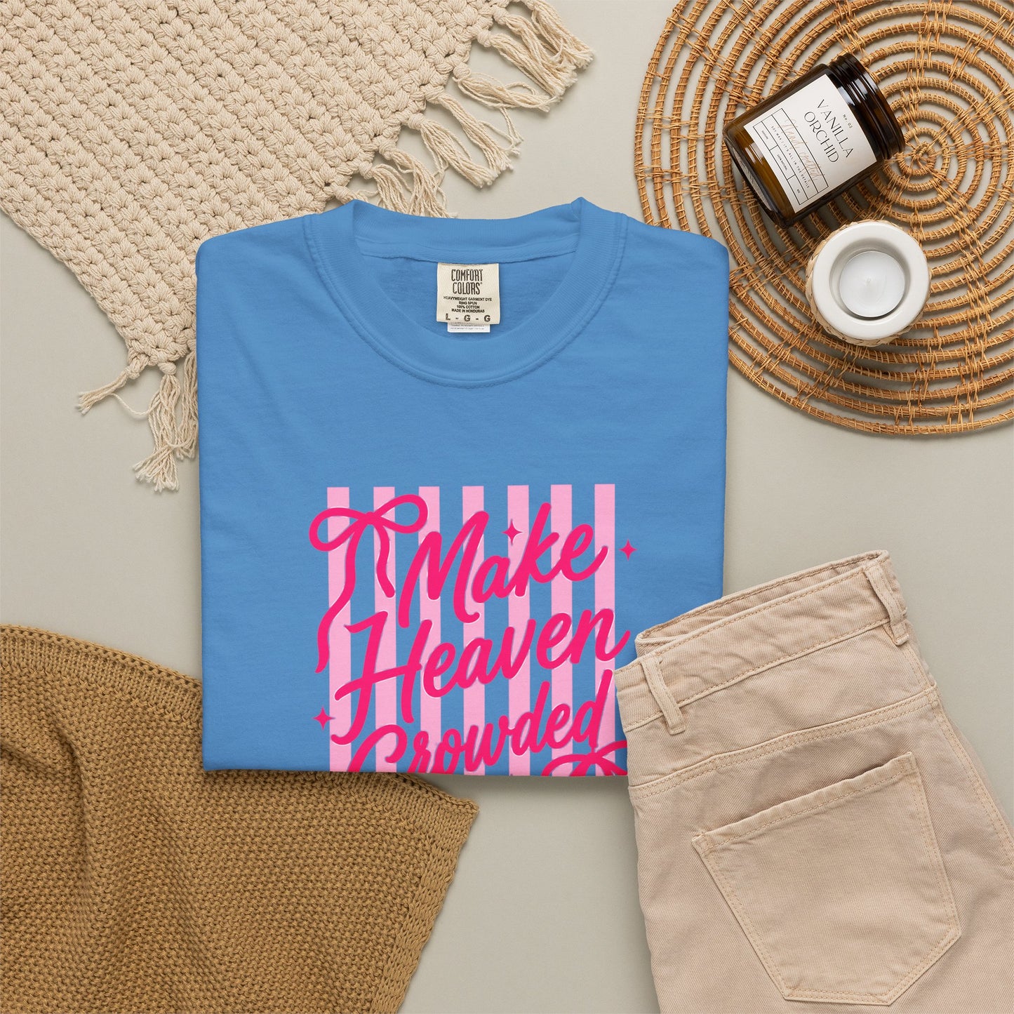 Make Heaven Crowded T-Shirt — Pink Script Graphic Tee