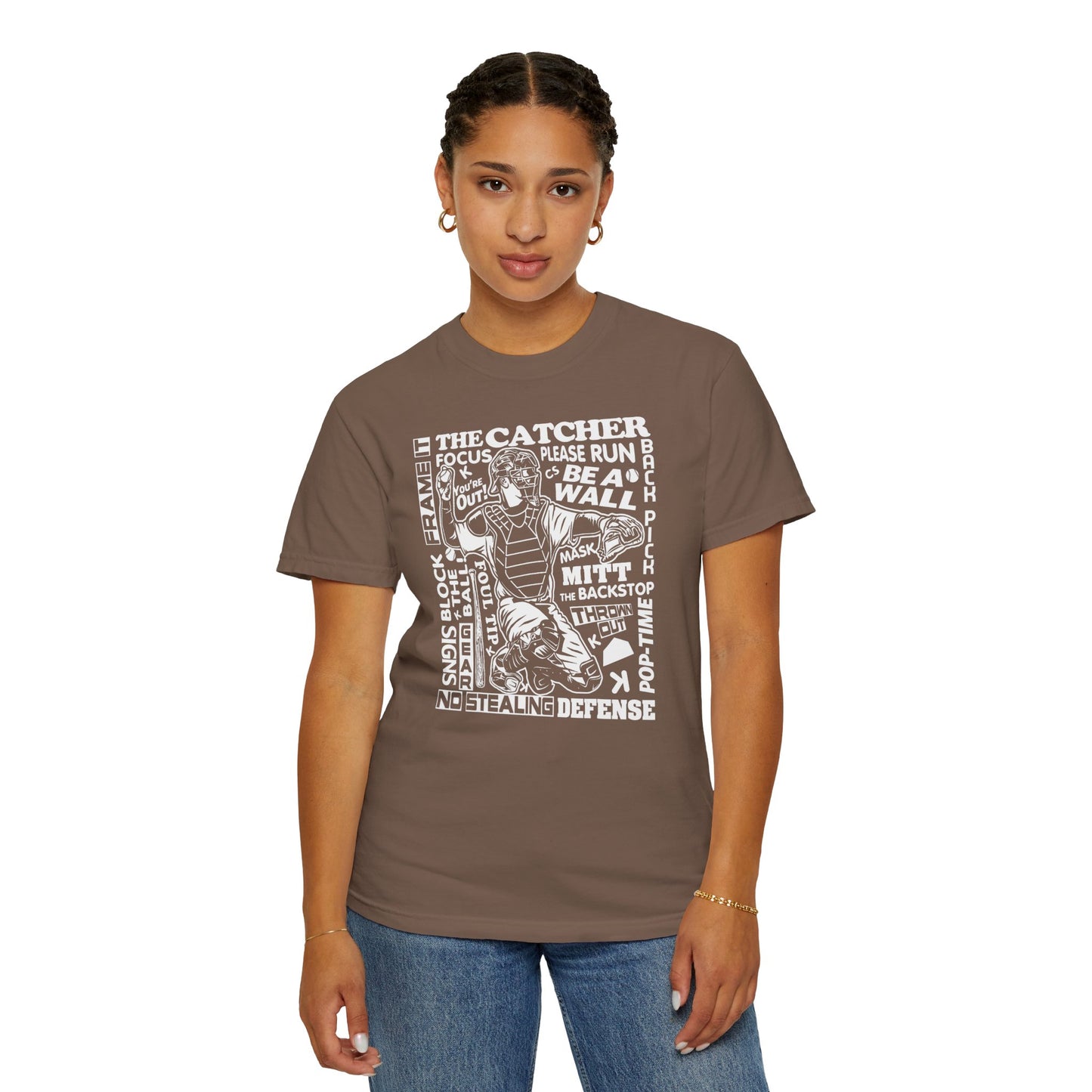 Catcher Graphic T-Shirt — Vintage-Inspired Baseball Catcher Design