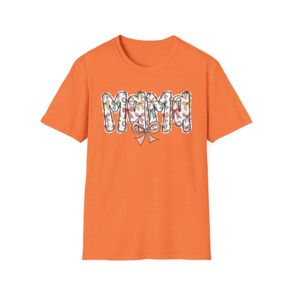 Mama Floral Typography T-Shirt — 'MAMA' Bow Graphic, Cute Mother's Day Gift