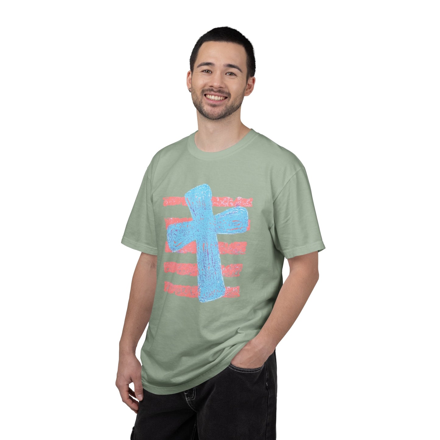 Cross & Stripes T-Shirt — Retro Coastal Church Graphic Tee