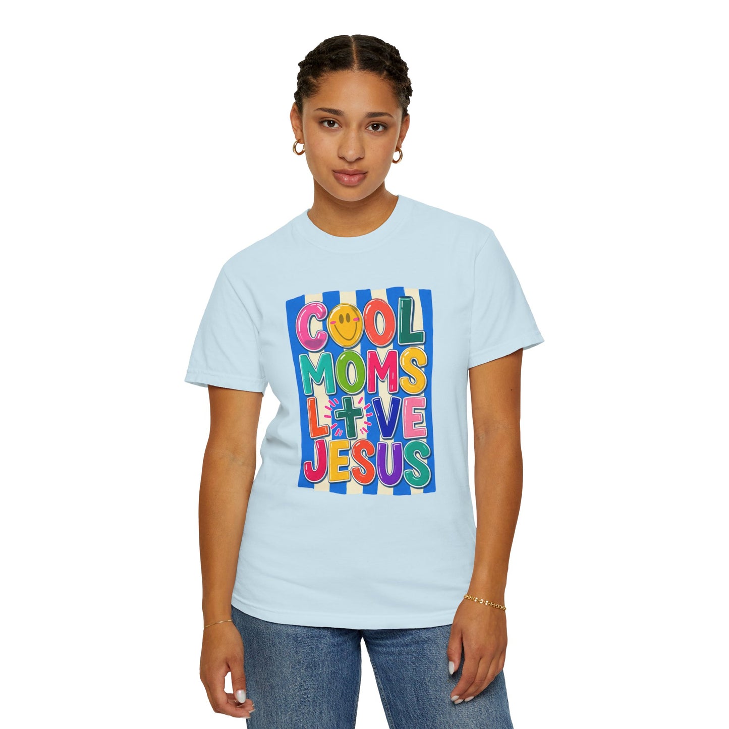 Cool Moms Love Jesus T-Shirt — Colorful Retro Christian Graphic Tee