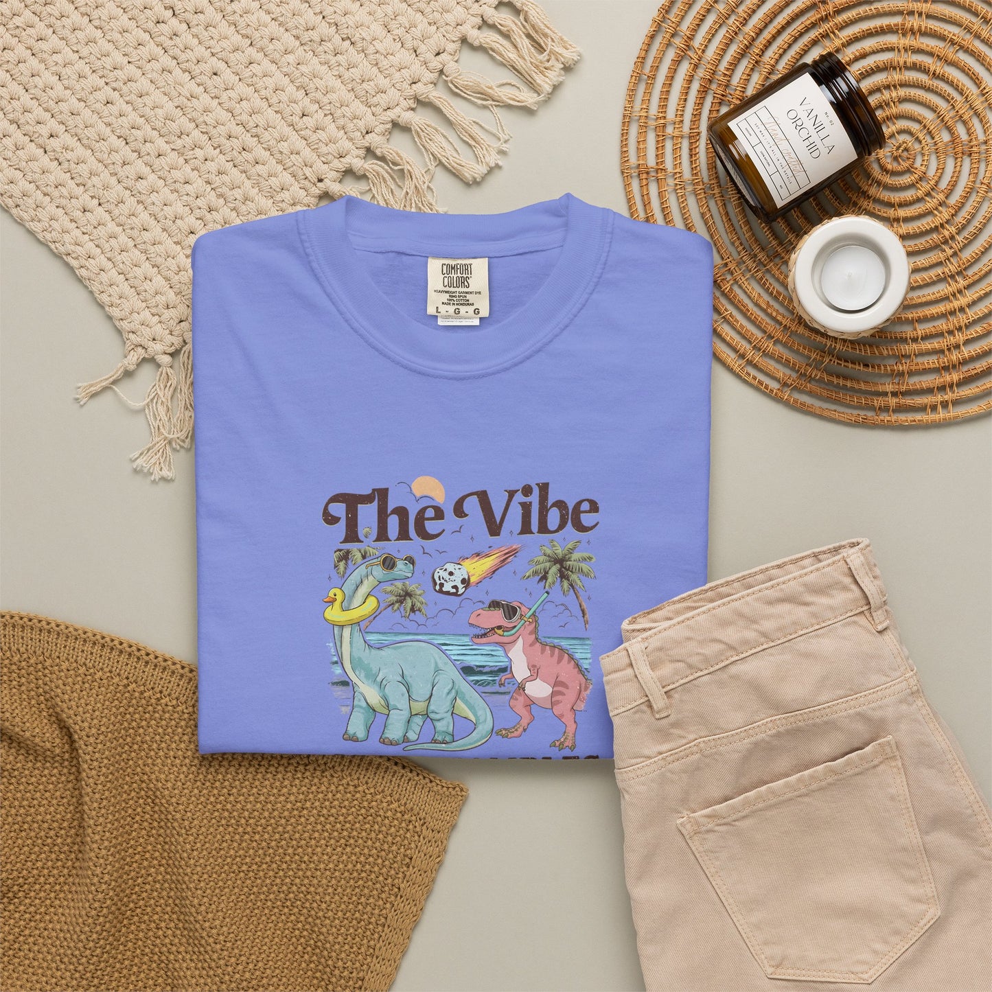 Retro Dinosaur Tee — "The Vibe Is In Shambles" Graphic T-Shirt