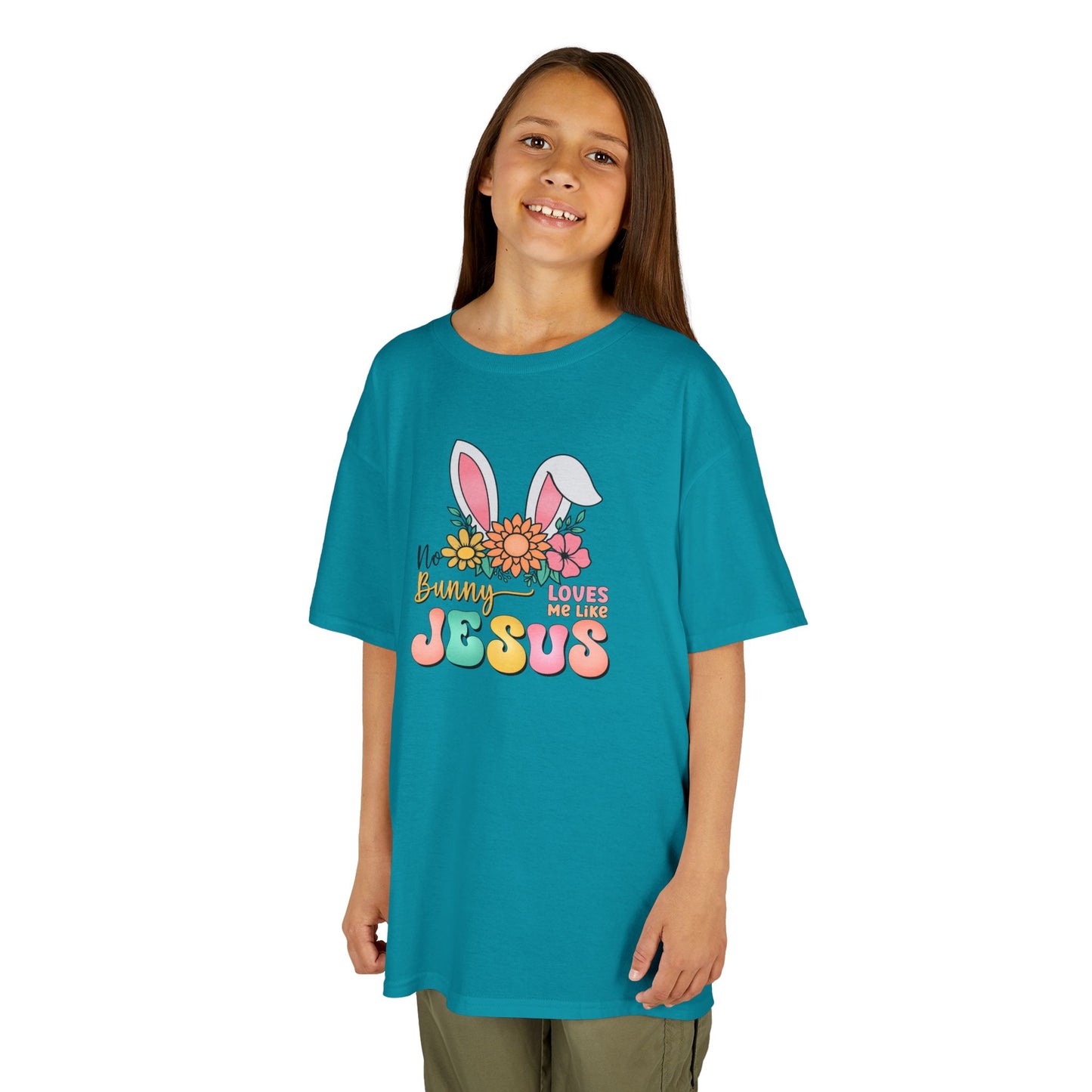 Kids Tee — "Hippie Bunny Jesus" Pastel Easter Graphic