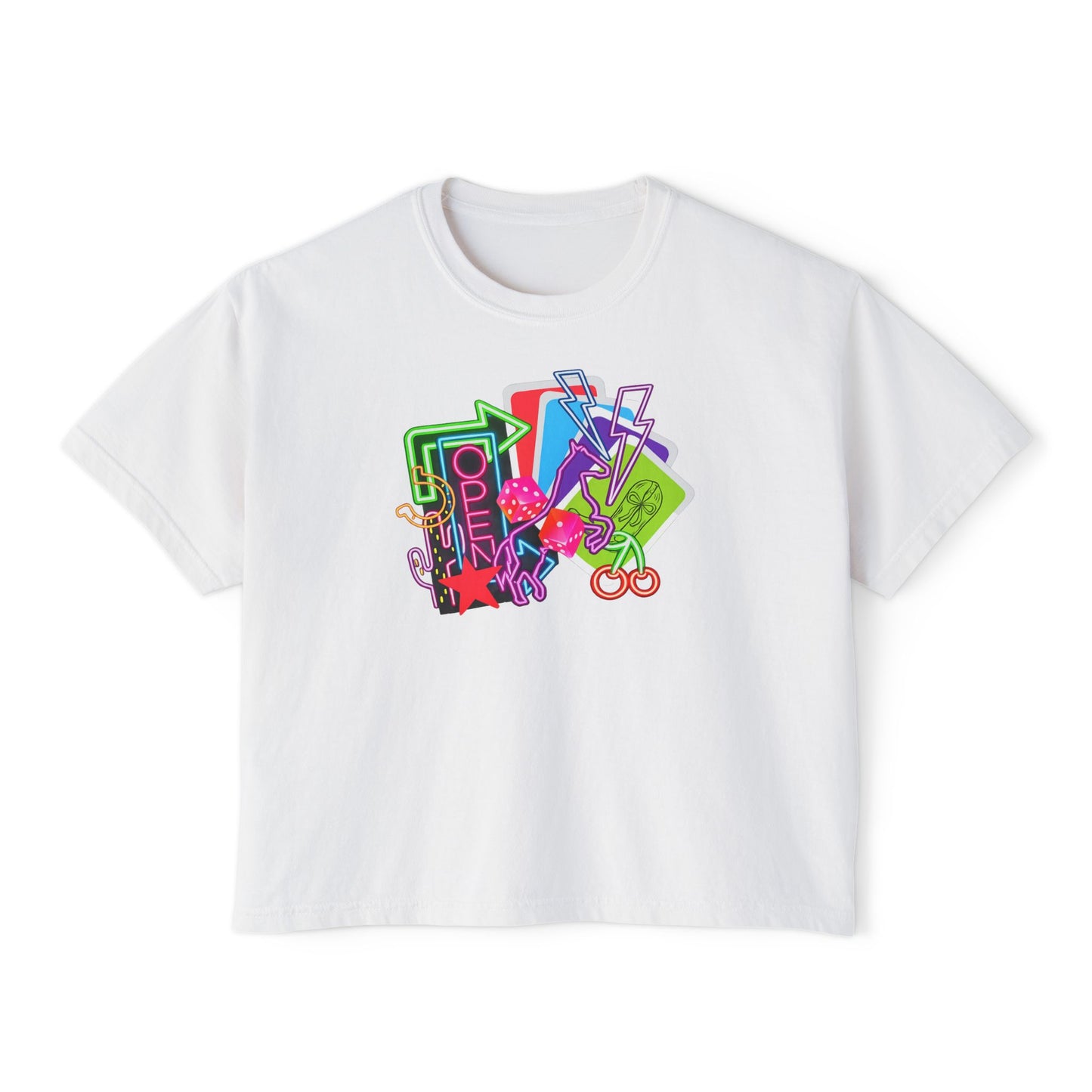 Retro Neon Makeup Graphic Tee — Women's Boxy Tee