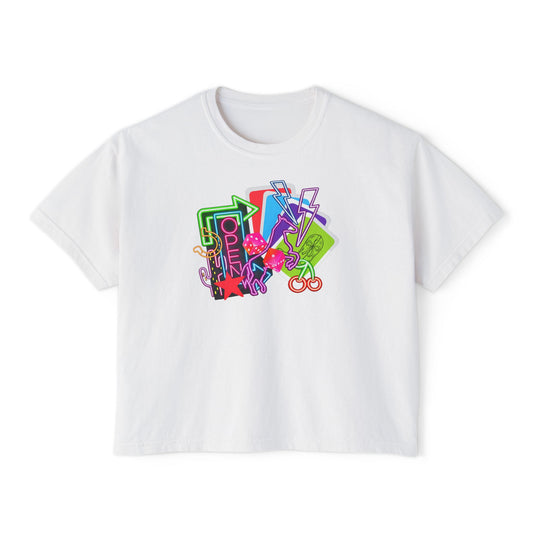Retro Neon Makeup Graphic Tee — Women's Boxy Tee