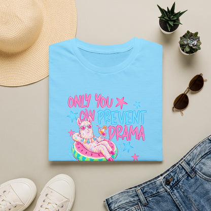 Only You Can Prevent Drama T-Shirt — Cute Llama Pool Float Graphic Tee