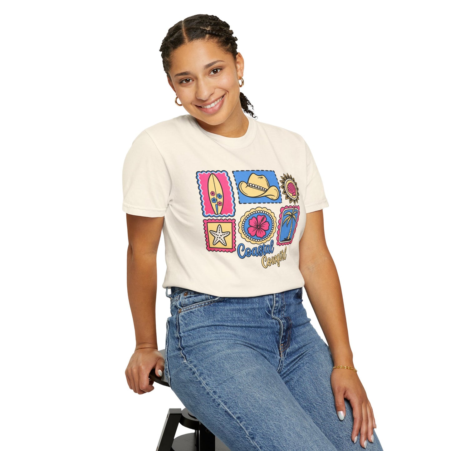 Coastal Cowgirl Graphic T-Shirt — Retro Beach Icons Tee