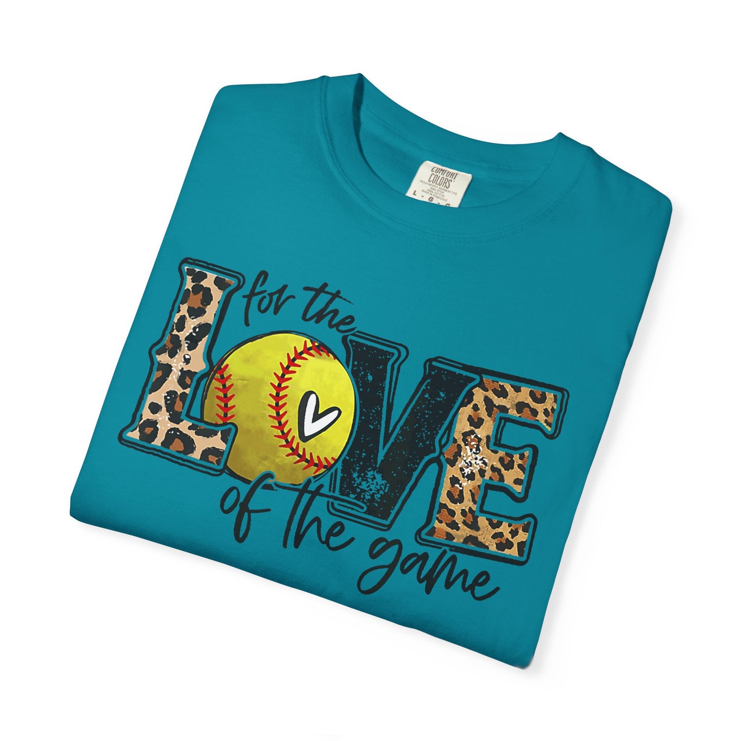 Love of the Game Softball T-Shirt — Leopard Print Tennis Ball Design