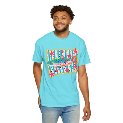 Fish Pattern T-Shirt — Colorful Retro Sea Life Graphic Tee