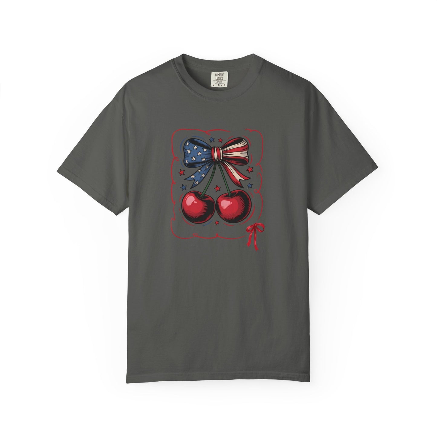 American Flag Cherry T-Shirt — Patriotic Bow Cherry Graphic Tee