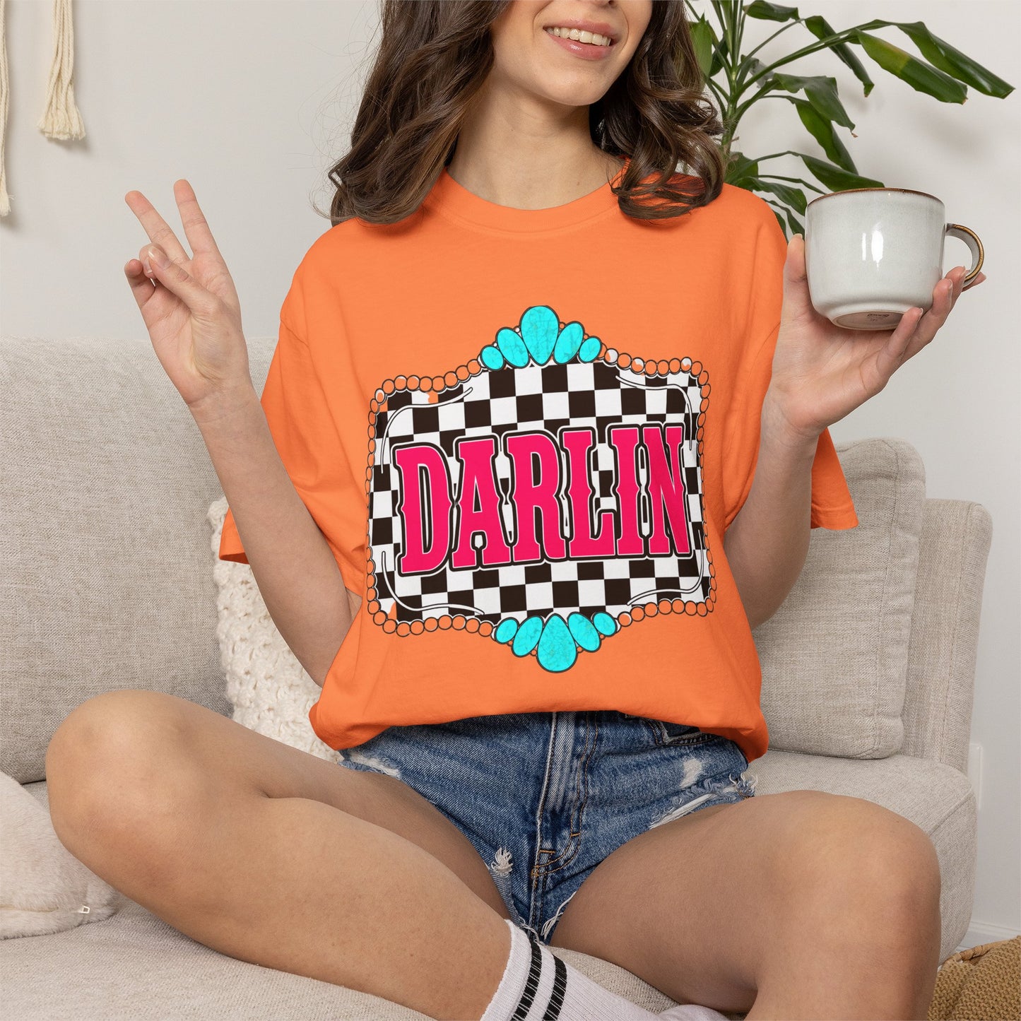 Darlin' Checkerboard Graphic T-Shirt