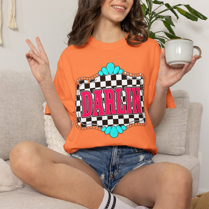 Darlin' Checkerboard Graphic T-Shirt