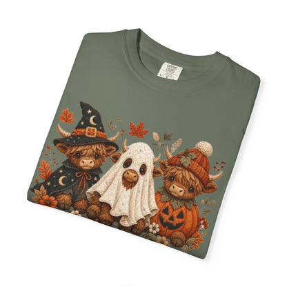 Halloween Highland Cows & Ghost T-shirt