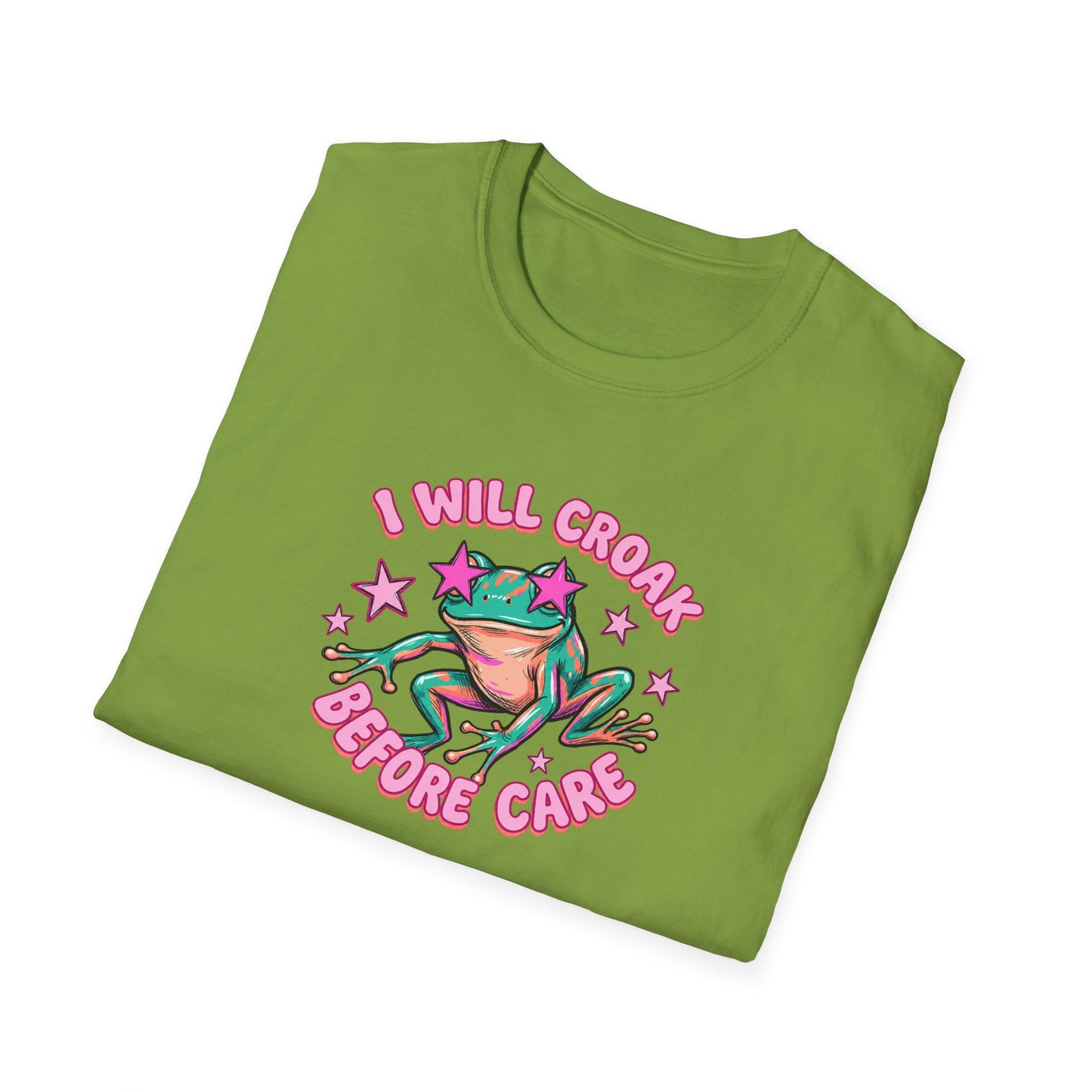 Funny Frog T-Shirt — "I Will Croak Before I Care" Cute Retro Frog Graphic Tee
