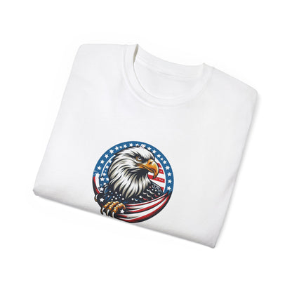 Patriotic Bald Eagle Tee — American Flag Shield Graphic
