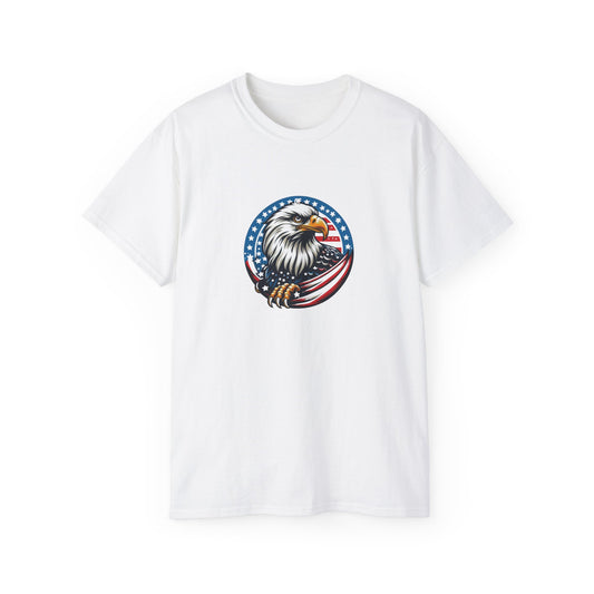 Patriotic Bald Eagle Tee — American Flag Shield Graphic