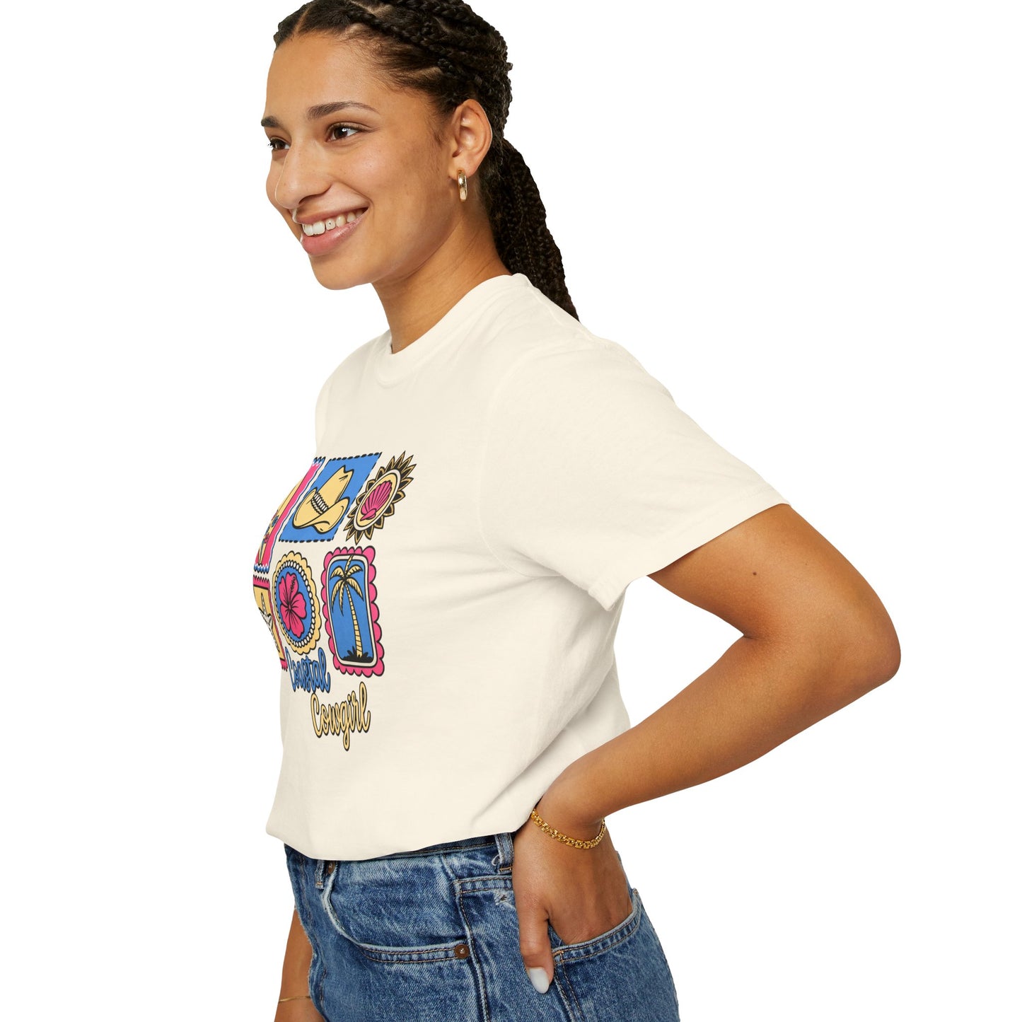 Coastal Cowgirl Graphic T-Shirt — Retro Beach Icons Tee