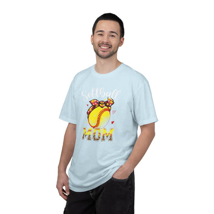 Softball Mom T‑Shirt — 'MOM' with Softball Bandana Graphic