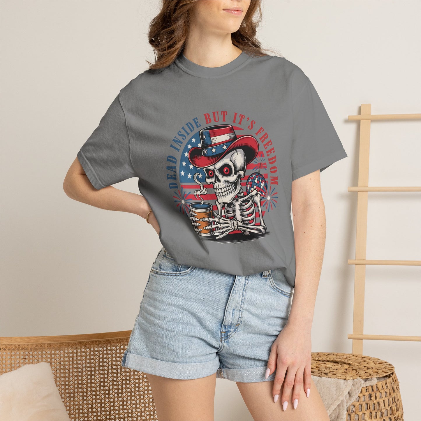 Patriotic Skeleton 'Dead Inside But It's Freedom' T-Shirt