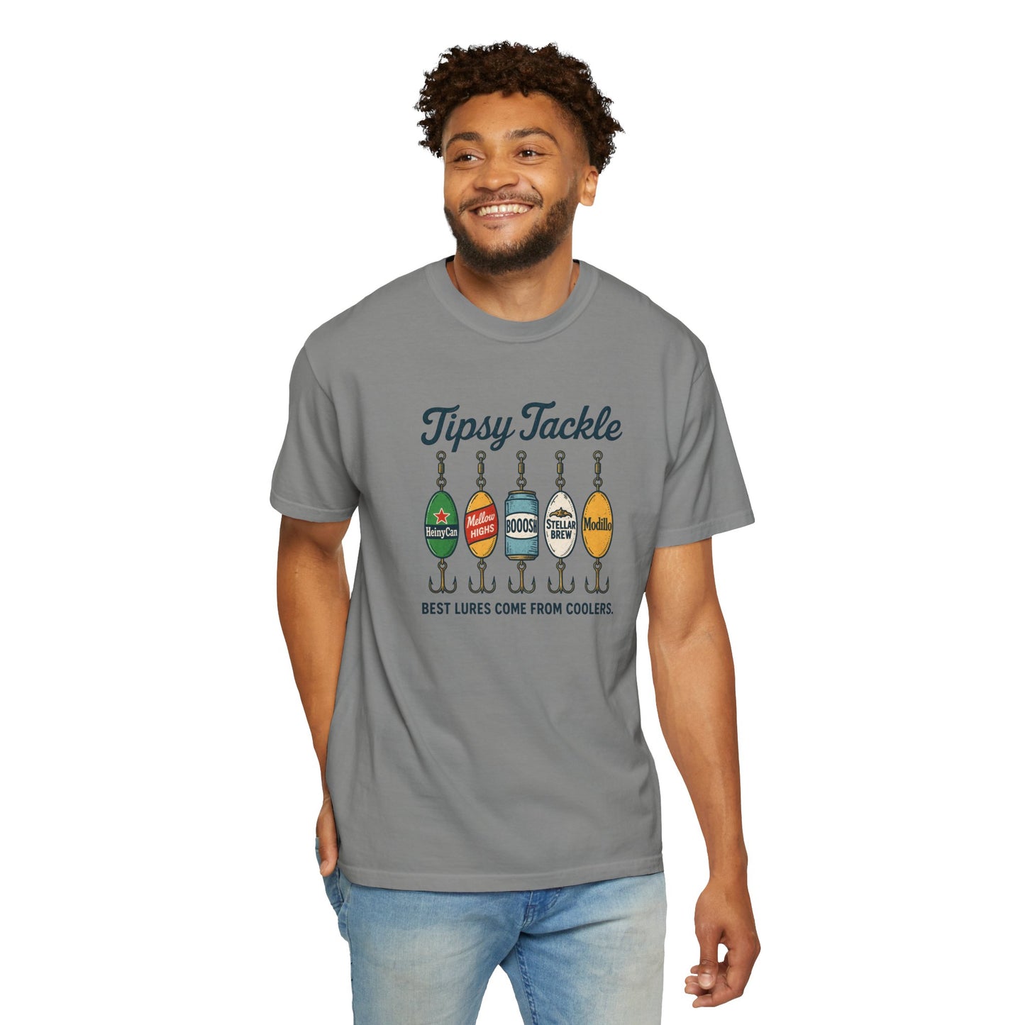Tipsy Tackle Fishing T-Shirt — "Best Lures Come From Coolers" Graphic Tee