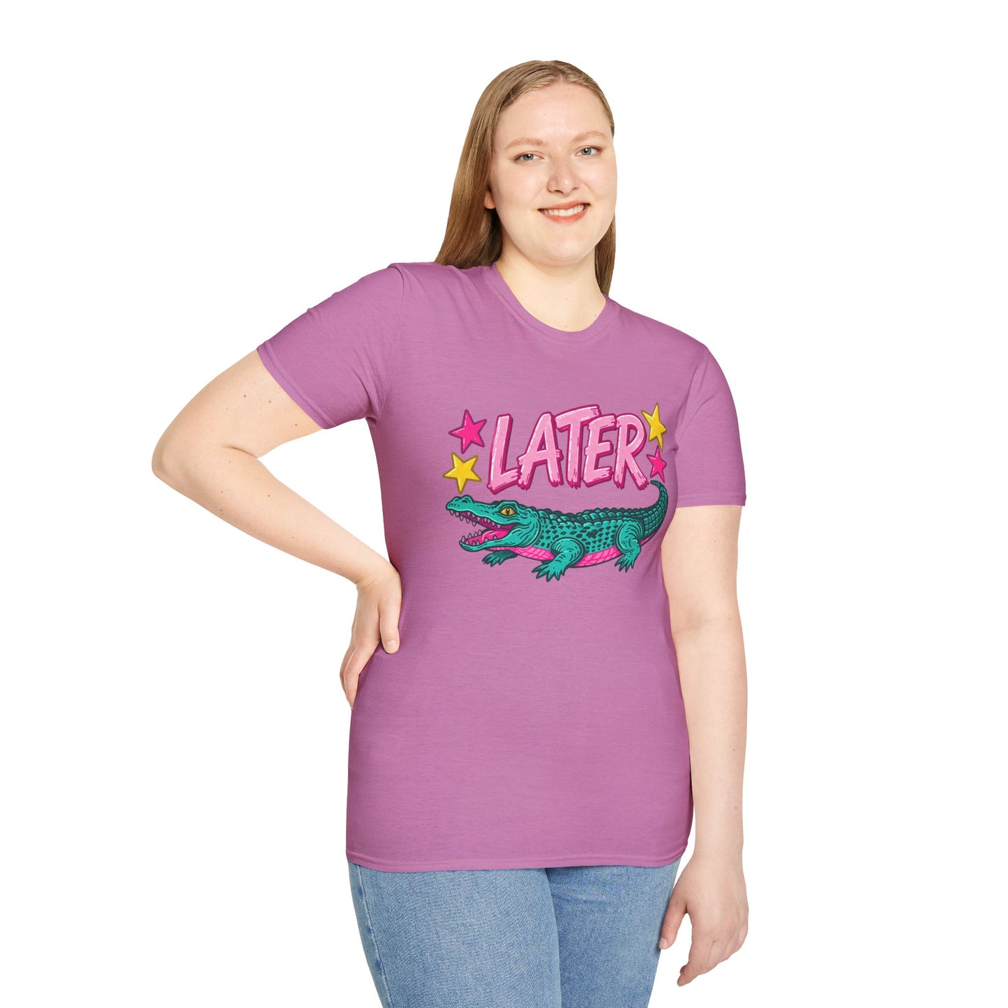 Later Alligator T‑Shirt — Retro Cartoon Gator "Later/After A While" Graphic Tee