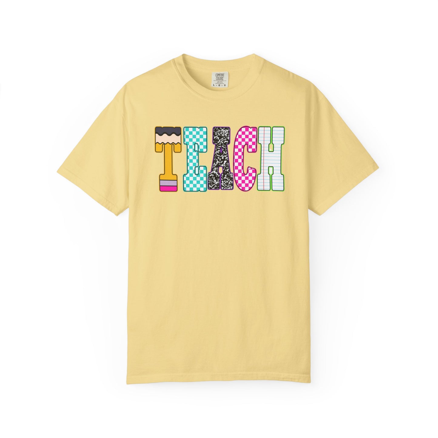 Teach Colorblock Graphic T-Shirt — Fun Teacher Appreciation Tee