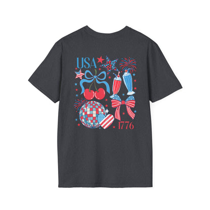 Patriotic Cherry T-Shirt — USA 1776 Fourth of July Graphic Tee