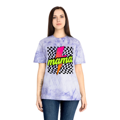 Mama Lightning Bolt T-Shirt — Retro Neon Checkered Graphic Tee