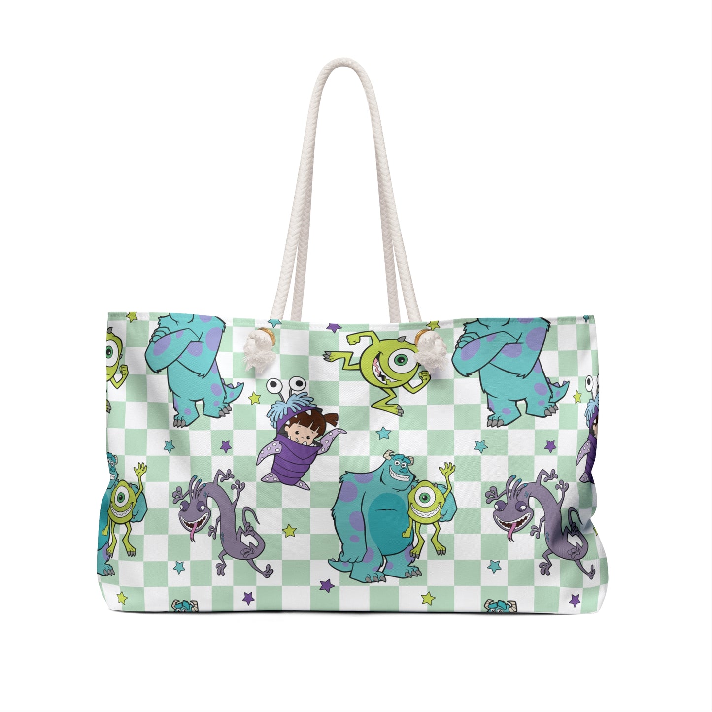 Cute Monster Checkered Weekender Bag — Kids’ Travel Tote (Mike, Sulley & Friends)