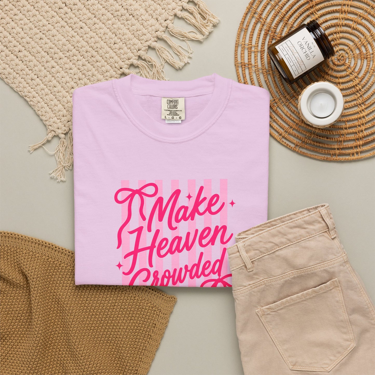 Make Heaven Crowded T-Shirt — Pink Script Graphic Tee