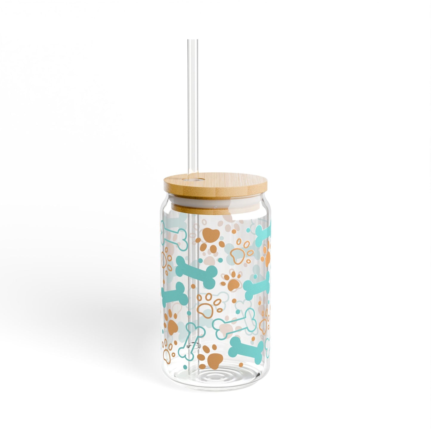 Dog Paw & Bone 16oz Sipper Glass – Reusable Straw Tumbler for Pet Lovers