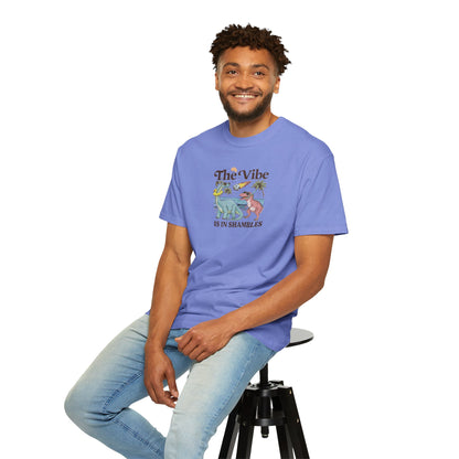 Retro Dinosaur Tee — "The Vibe Is In Shambles" Graphic T-Shirt