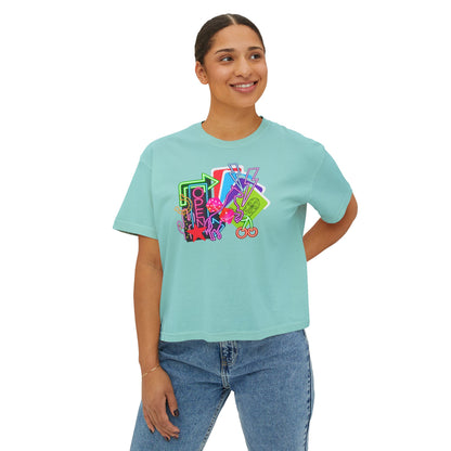 Retro Neon Makeup Graphic Tee — Women's Boxy Tee