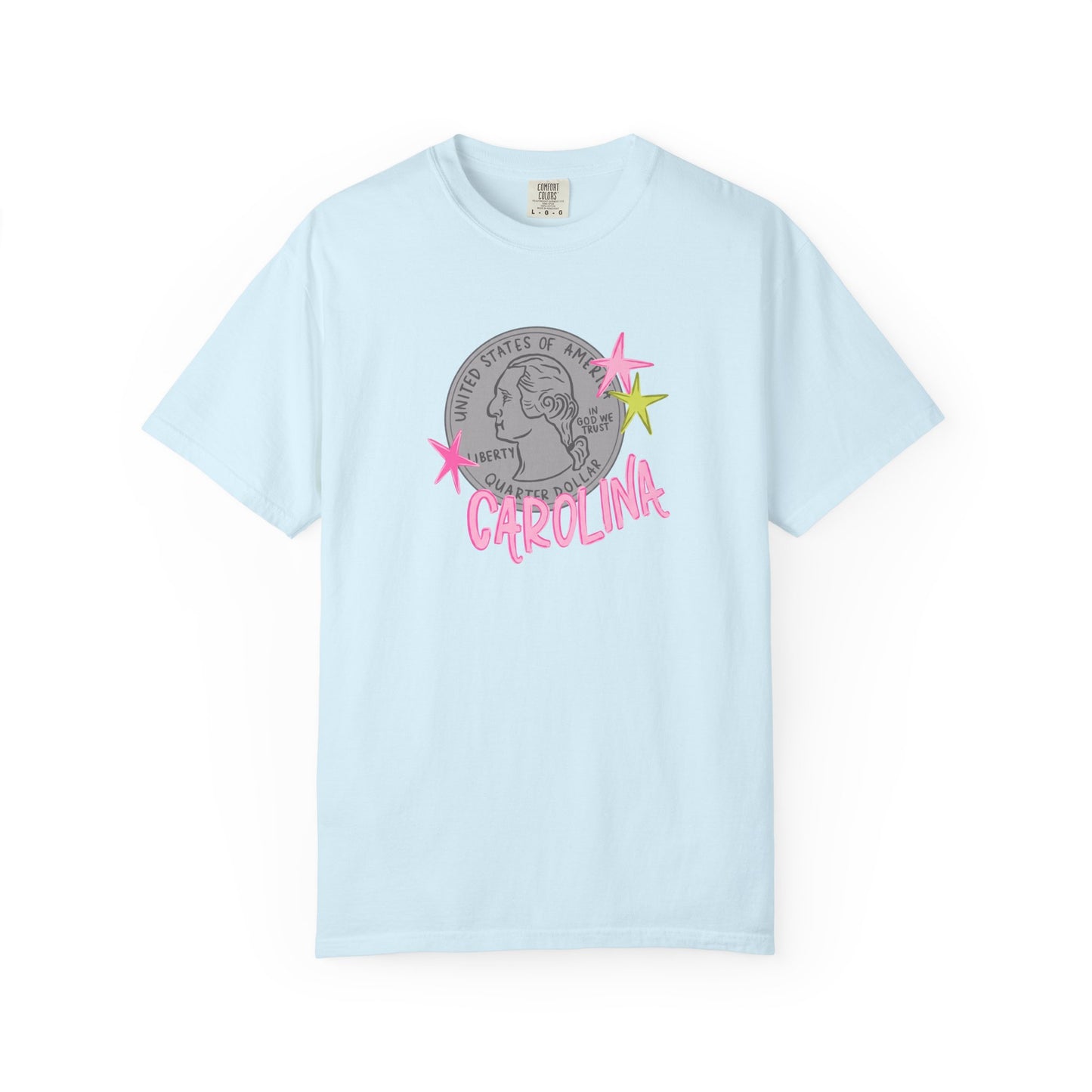 California Coin Graphic Tee — 'California' Retro Neon Stars T-Shirt
