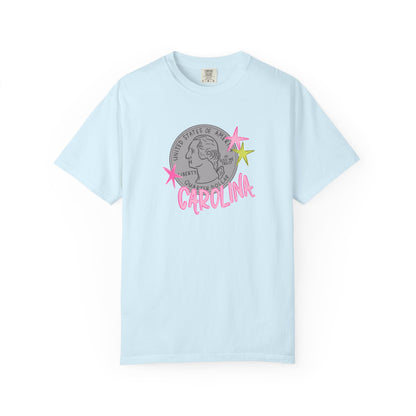 California Coin Graphic Tee — 'California' Retro Neon Stars T-Shirt