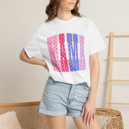 Mama Polka Dot Graphic T-Shirt — Pink & Purple Retro Mother's Day Tee