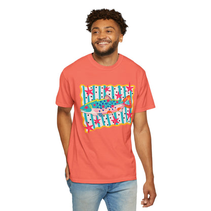 Fish Pattern T-Shirt — Colorful Retro Sea Life Graphic Tee