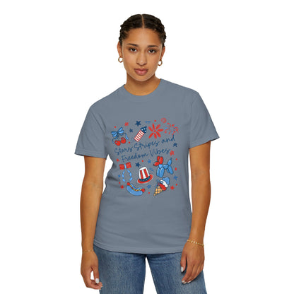 Patriotic 4th of July T-Shirt — "Stars, Stripes and Freedom Vibes" Graphic Tee