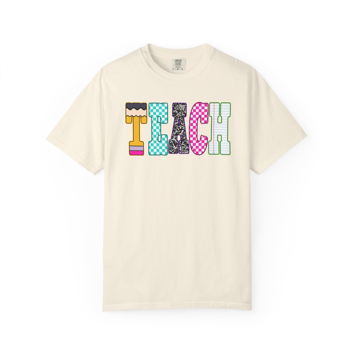 Teach Colorblock Graphic T-Shirt — Fun Teacher Appreciation Tee