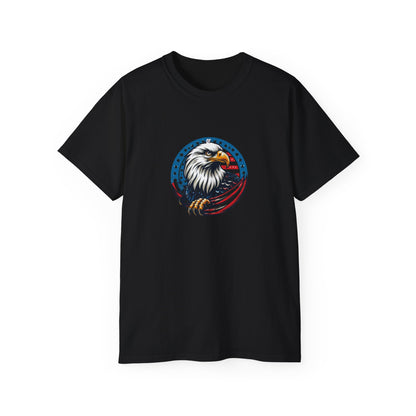 Patriotic Bald Eagle Tee — American Flag Shield Graphic