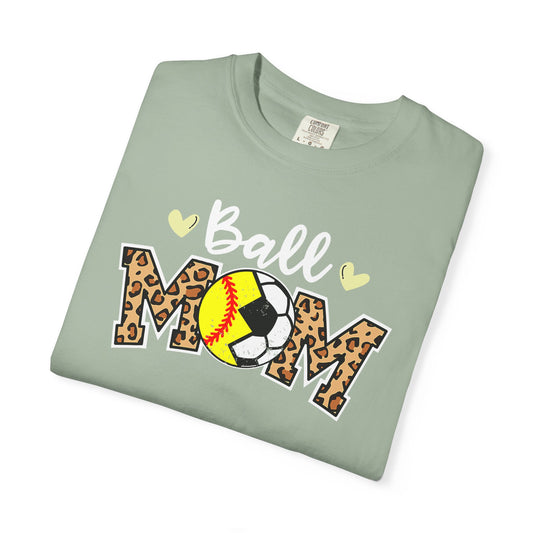 Volleyball Mom T-Shirt — 'Ball Mom' Leopard Print Design