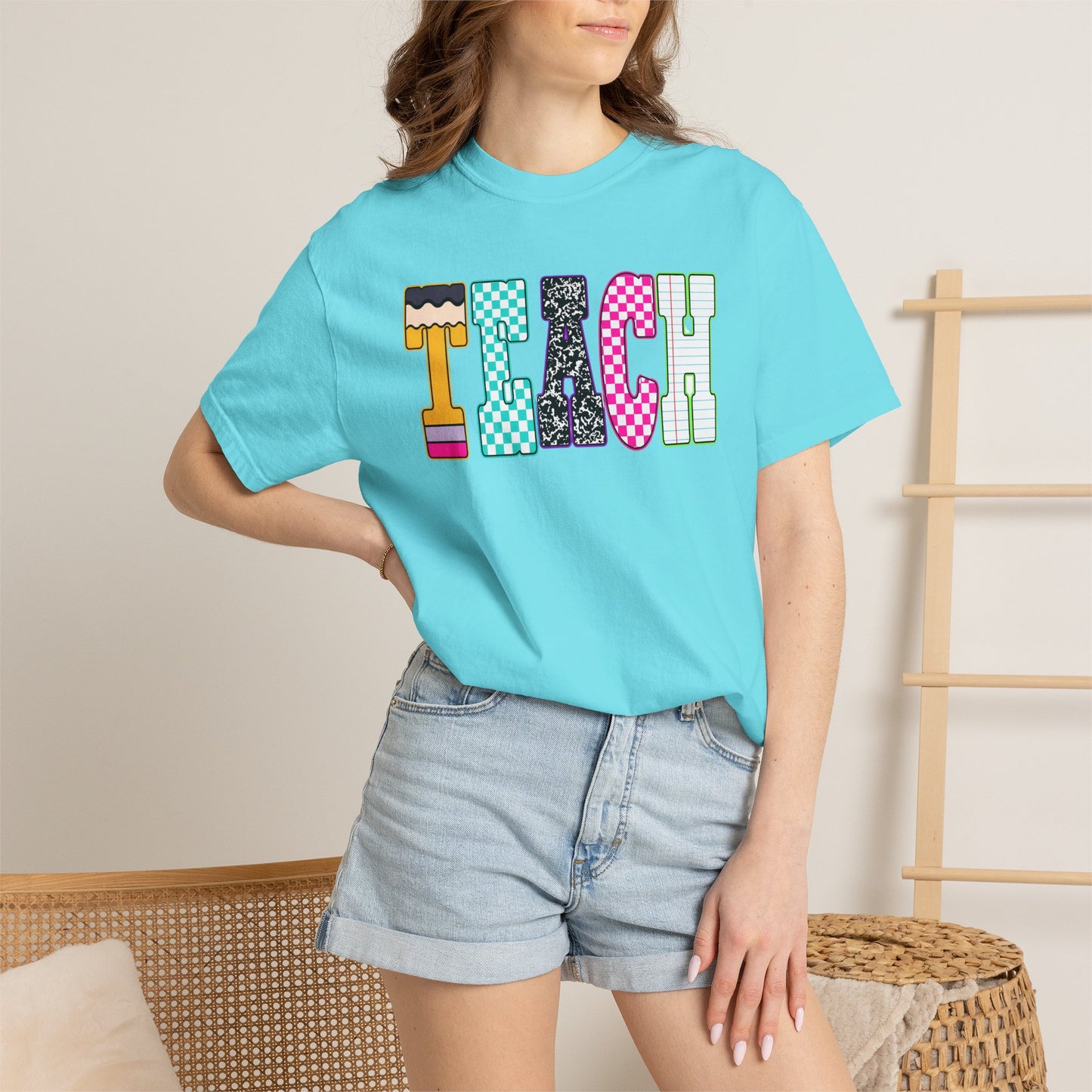 Teach Colorblock Graphic T-Shirt — Fun Teacher Appreciation Tee