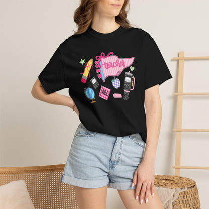 Teacher Essentials T-Shirt — Fun School Supplies Graphic