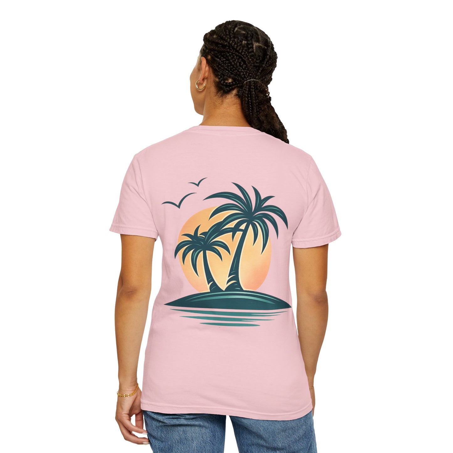 Palm Island Sunset T-Shirt — Tropical Beach Graphic Tee