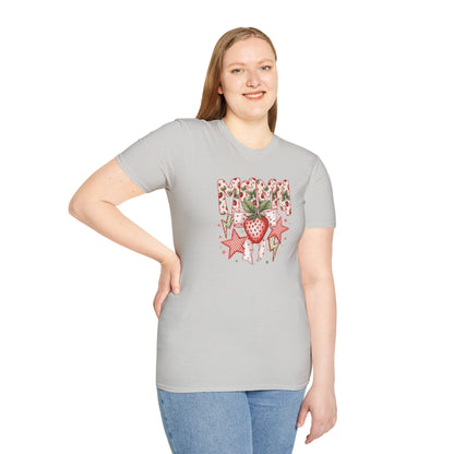 Strawberry Vibes T-Shirt — Retro Stars & Heart Graphic