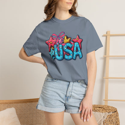 USA Star Balloon Graphic T-Shirt — Patriotic 4th of July Tee